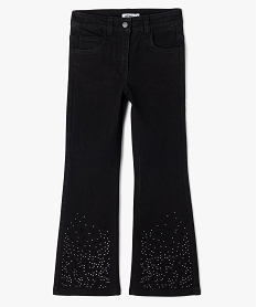 GEMO Jean flare avec strass en bas de jambes fille noir standard