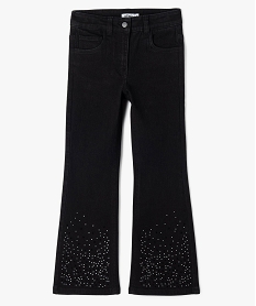 jean flare avec strass en bas de jambes fille noirJ356101_1