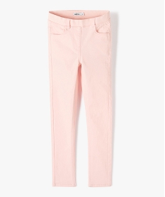 pantalon skinny uni a taille elastiquee fille rose pantalonsJ357001_1