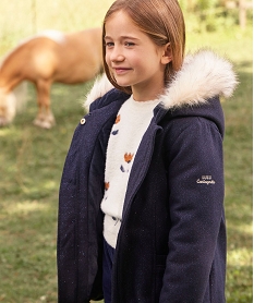 manteau paillete a capuche fille - lulucastagnette bleuJ359001_1