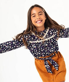 GEMO Chemise fleurie à manches longues fille - LuluCastagnette Bleu
