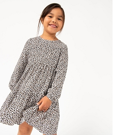 GEMO Robe à manches longues imprimée fille blanc chine