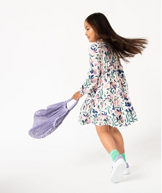 GEMO Robe à manches longues imprimée fille imprime ecru