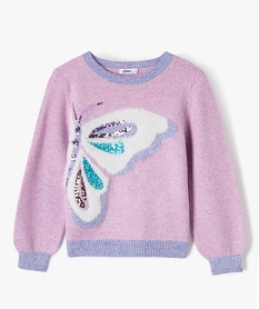 GEMO Pull pailleté avec sequins brodés et motifs fille Rose