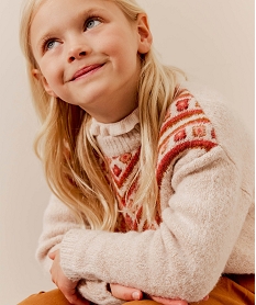 GEMO Pull avec motif en V sur le buste fille orange chine
