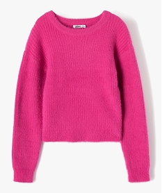 GEMO Pull à col rond en maille duveteuse fille Rose