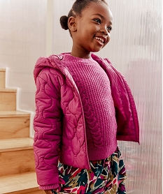 GEMO Pull en maille avec torsades sur l’avant fille Violet