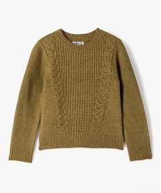GEMO Pull en maille avec torsades sur l’avant fille Vert