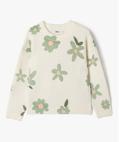 GEMO Pull à col rond en maille avec motifs fille beige chine