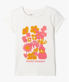 GEMO Tee-shirt à manches ultra courtes avec motif girly fille Beige