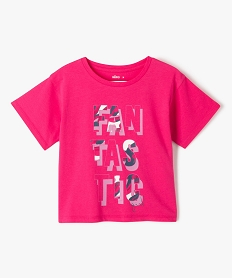 tee-shirt oversize a manches courtes avec large inscription fille rose tee-shirtsJ367901_1