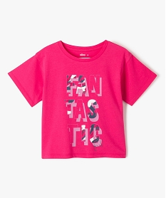 tee-shirt oversize a manches courtes avec large inscription fille roseJ367901_1