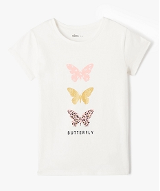 GEMO Tee-shirt à manches courtes à motif girly fille blanc chine