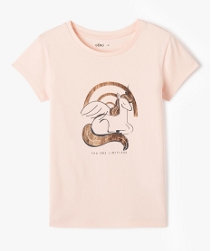 GEMO Tee-shirt à manches courtes à motif girly fille rose standard