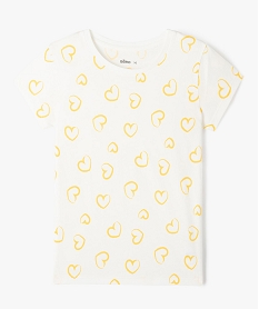 GEMO Tee-shirt à manches ultra courtes imprimé fille blanc chine