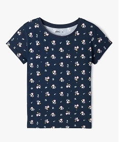 GEMO Tee-shirt à manches ultra courtes imprimé fille navy
