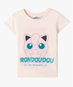 tee-shirt fille avec motif rondoudou et inscription pailletee - pokemon rose tee-shirtsJ369001_1