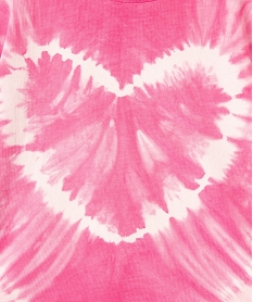 tee-shirt a manches courtes motif coeur effet tie and dye fille roseJ369101_2