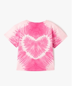 tee-shirt a manches courtes motif coeur effet tie and dye fille roseJ369101_3
