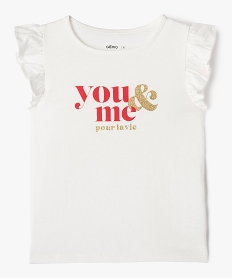 GEMO Tee-shirt sans manches avec inscription pailletée fille Beige