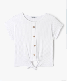 tee-shirt a manches courtes avec boutons fantaisie et bas noue fille blanc tee-shirtsJ370001_1