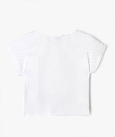 tee-shirt a manches courtes avec boutons fantaisie et bas noue fille blanc tee-shirtsJ370001_3