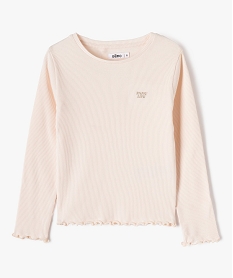 GEMO Tee-shirt à manches longues et maille côtelée fille rose standard