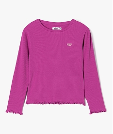 GEMO Tee-shirt à manches longues et maille côtelée fille violet standard
