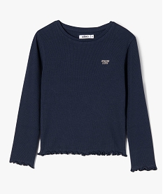 GEMO Tee-shirt à manches longues et maille côtelée fille navy
