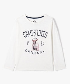 GEMO Tee-shirt fille à manches longues avec motif chien - Camps United Blanc