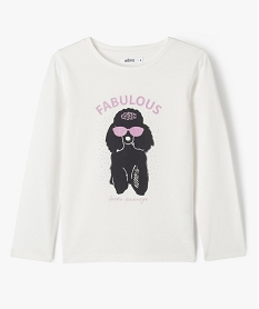 GEMO Tee-shirt à manches longues avec inscription fille blanc chine