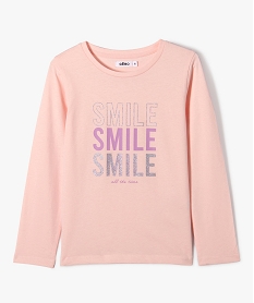 GEMO Tee-shirt à manches longues avec inscription fille rose standard