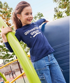 GEMO Tee-shirt à manches longues avec inscription fille navy