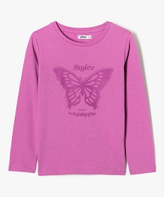 GEMO Tee-shirt à manches longues avec inscription fille violet standard