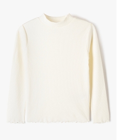 GEMO Tee-shirt à manches longues en maille côtelée fille blanc chine