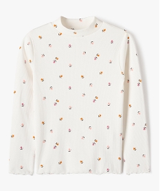 GEMO Tee-shirt à manches longues à motifs fleuris fille Beige