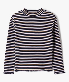GEMO Tee-shirt côtelé à manches longues fille Imprimé