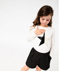 GEMO Tee-shirt à manches longues avec motif étoile fille Beige