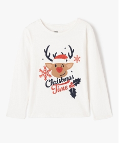 GEMO Tee-shirt à manches longues spécial Noël fille Beige
