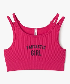 GEMO Débardeur de sport court en maille côtelée fille Rose