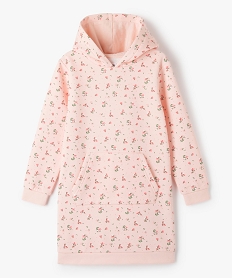 GEMO Robe sweat à capuche fille à motifs fleuris Rose