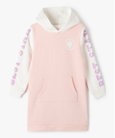 GEMO Robe sweat à capuche fille avec poche kangourou Rose