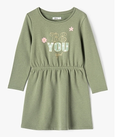 GEMO Robe sweat à manches longues avec motif pailleté fille Vert