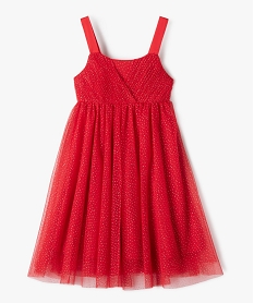 GEMO Robe de cérémonie en tulle à pois pailletés fille Rouge