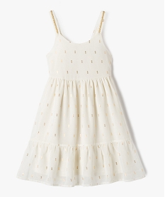 GEMO Robe de cérémonie à bretelles avec motifs pailletés fille Beige