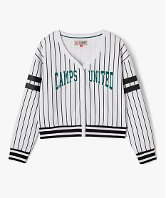 GEMO Sweat boutonné et rayé look de veste fille Imprimé
