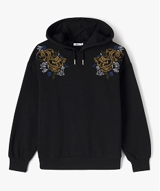 GEMO Sweat à capuche avec motif pailleté fille Noir