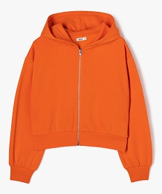 GEMO Sweat zippé à capuche coupe courte fille Orange