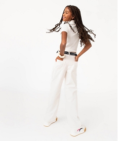 GEMO Pantalon en toile coupe large à taille haute fille beige standard