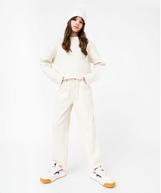 GEMO Jean Regular taille haute fille beige standard